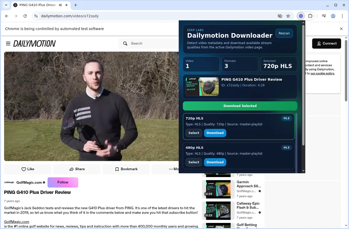 Dailymotion Video Downloader browser extension screenshot 5