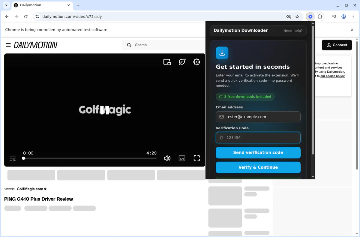 Dailymotion Video Downloader browser extension screenshot 7